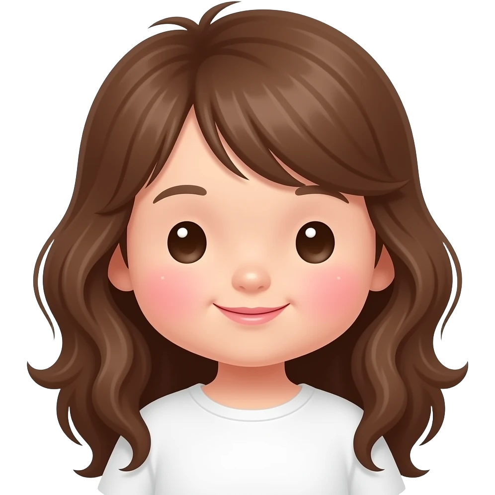 Babies pink long brown hair cute emoji