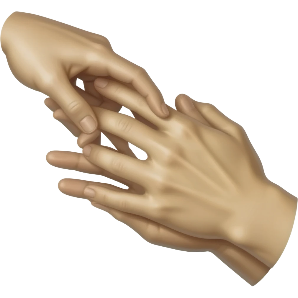 the touch of the fingers of two palms as in Michelangelo's painting in the Sistine Chapel, but mechanically constructed emoji