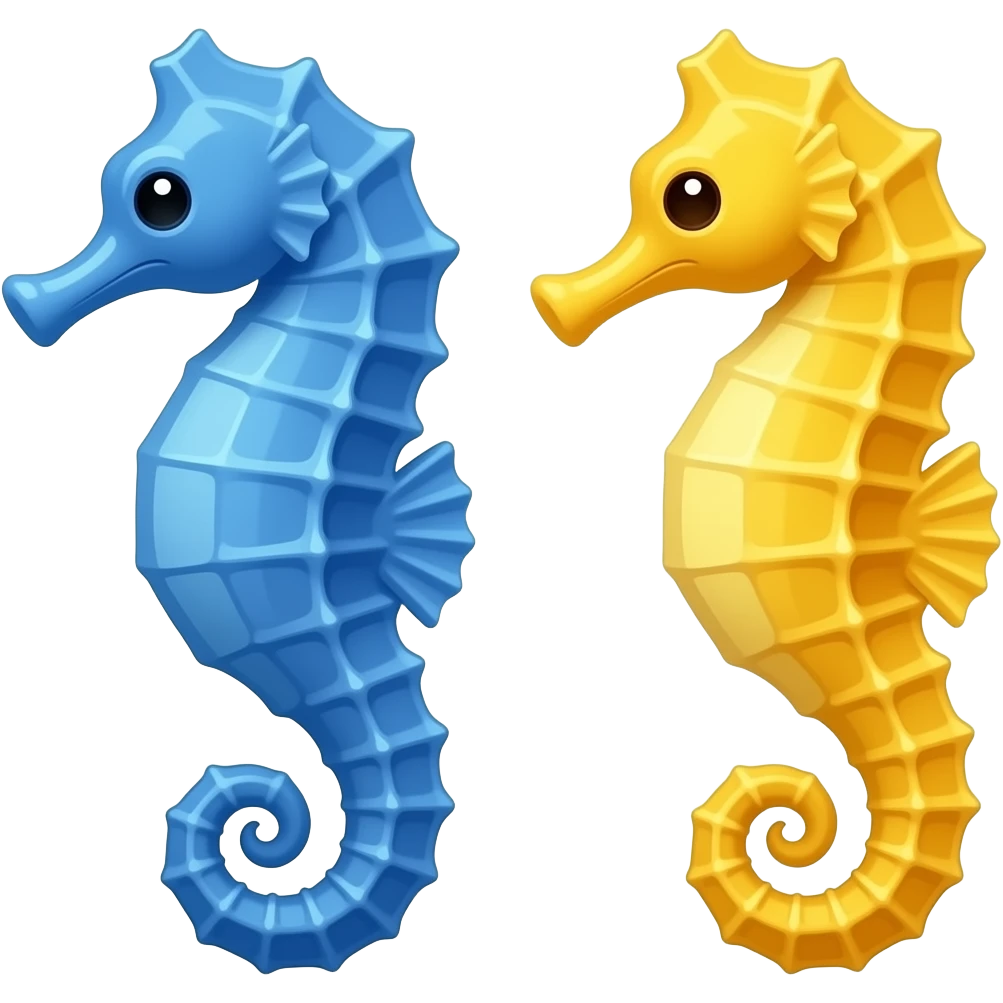 blue seahorse and yellow seahorse emoji
