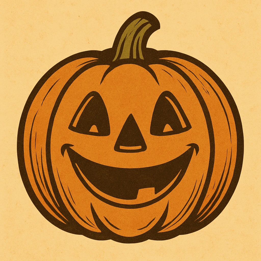 Create images of happy retro pumpkin. Use this image for inspiration. emoji