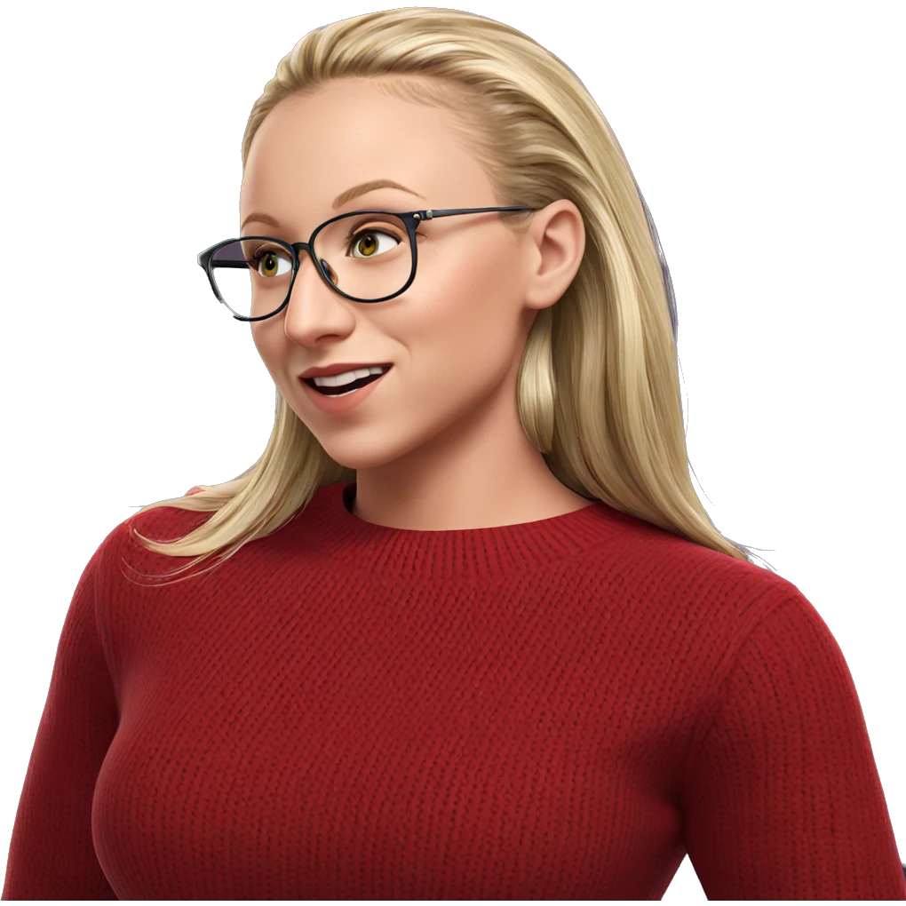 blonde girl in red sweater emoji