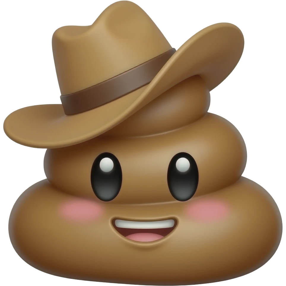 Cute 💩 with cowboy hat  on Sideways emoji