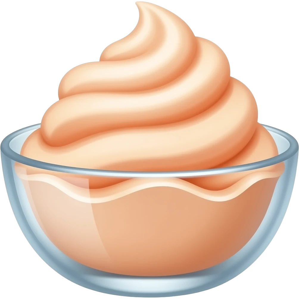 Peach Ice Cream clear glass bowl emoji