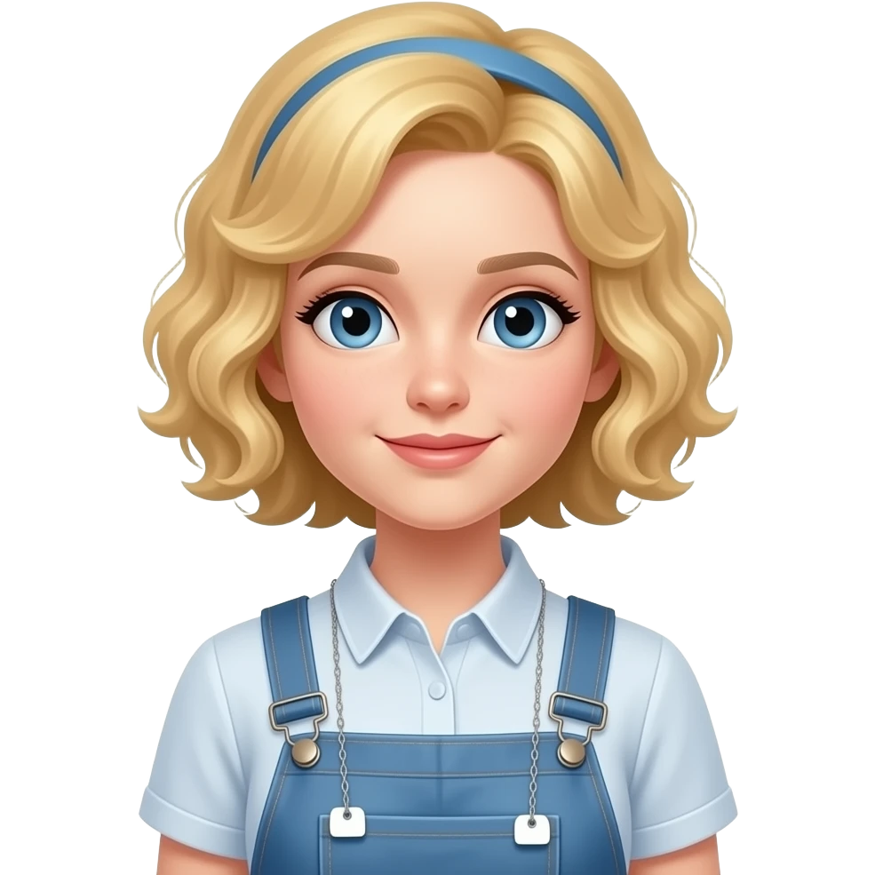 UN EMOJI DE COSTURA MODERNA CHICA RUBIA PELO MAS CORTO Y RIZADO emoji