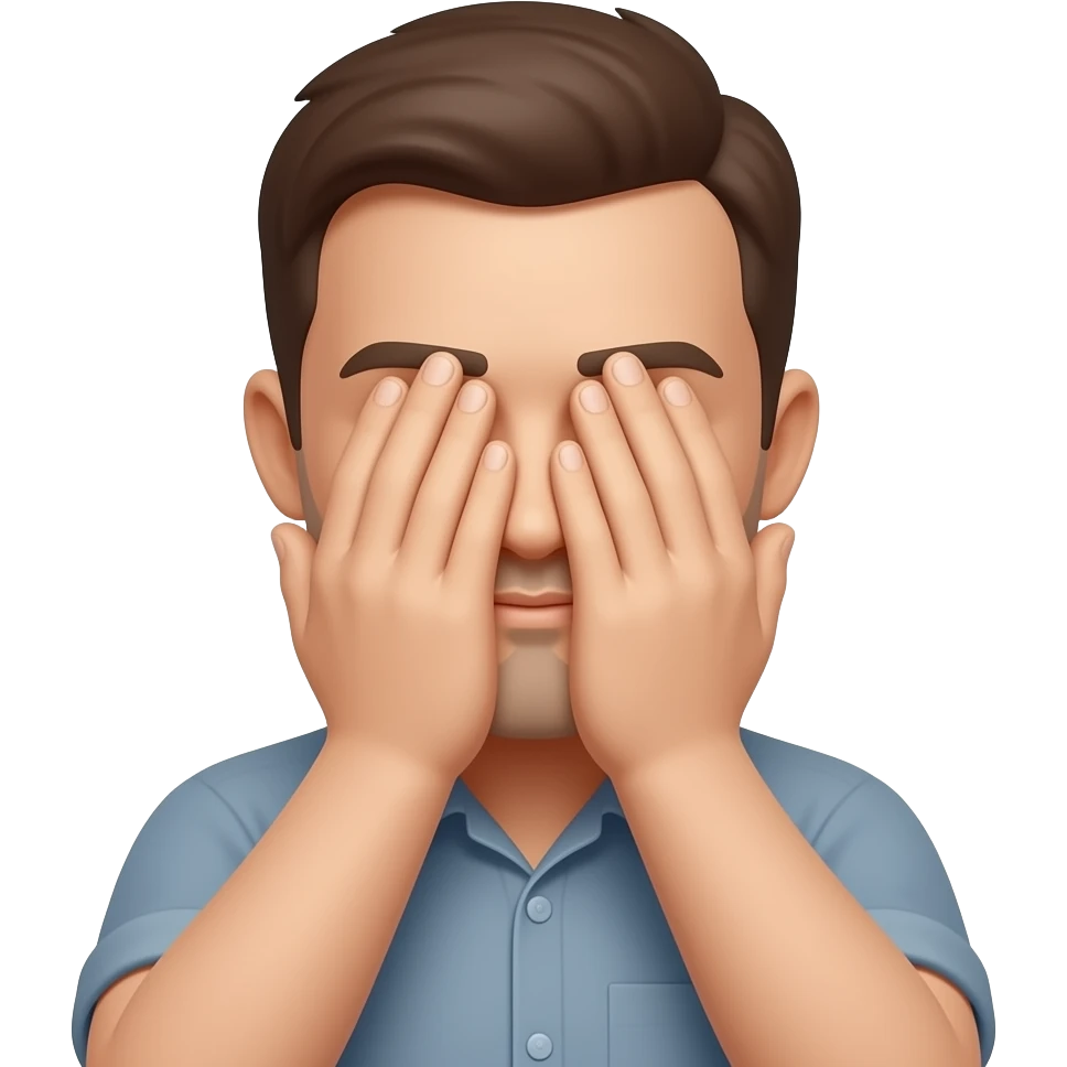Homem tampando a cara emoji