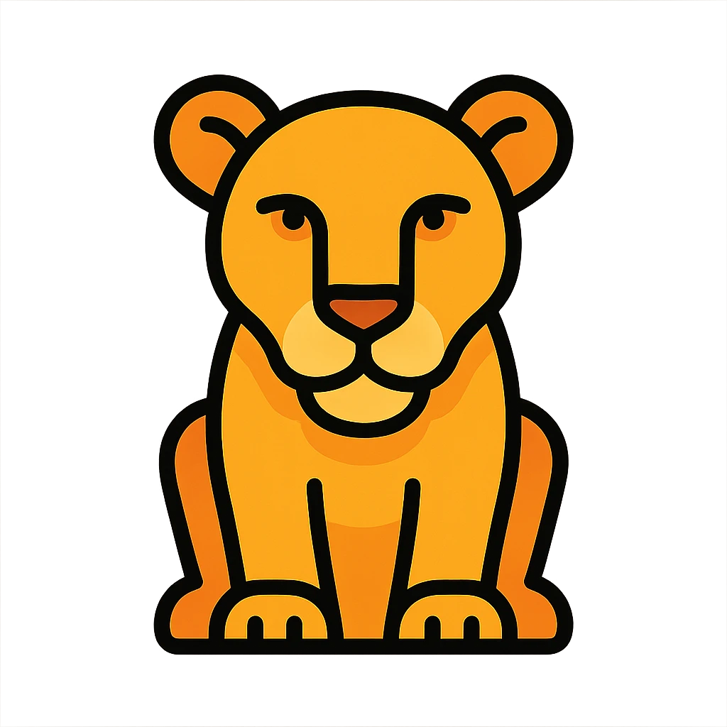 lioness, lineal color icon, clean and modern emoji