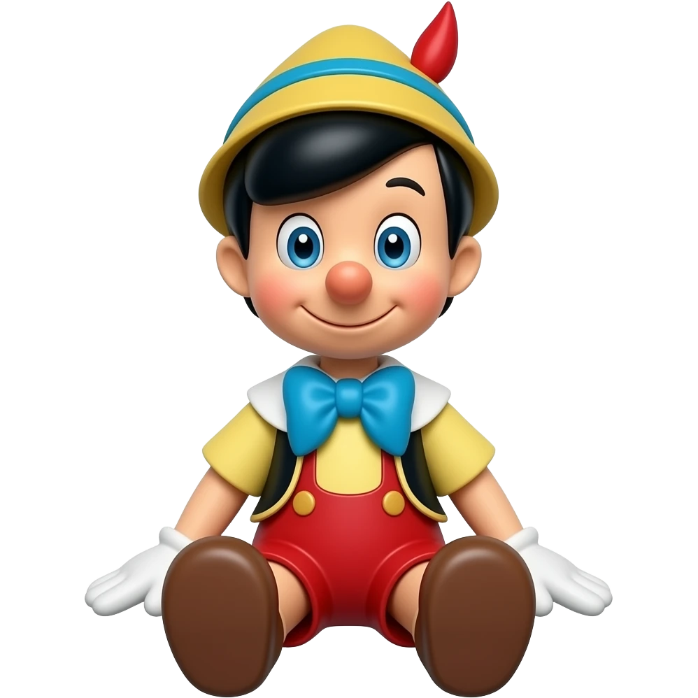 Pinocchio FRONT VIEW AS WOODEN TOY. emoji