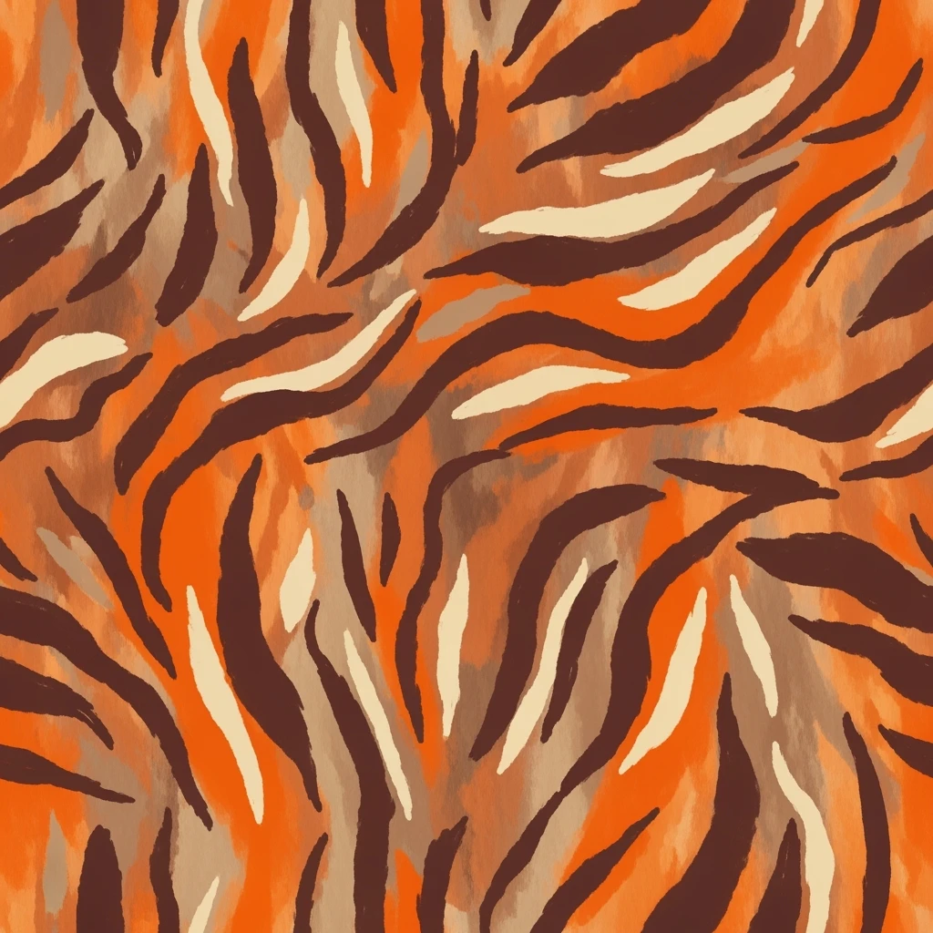 tiger print pattern in autumn colors, orange brown beige palette, abstract seamless texture, bold stylish background emoji