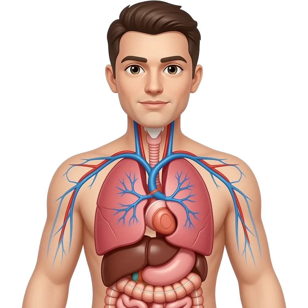 Créame una persona, cuerpo completo,representando el sistema respiratorio emoji