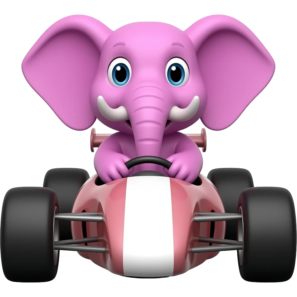 Pink elephant driving a race are emoji