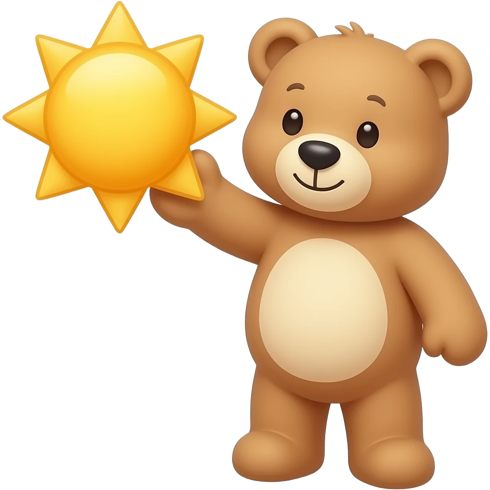 teddy bear holding the sun emoji
