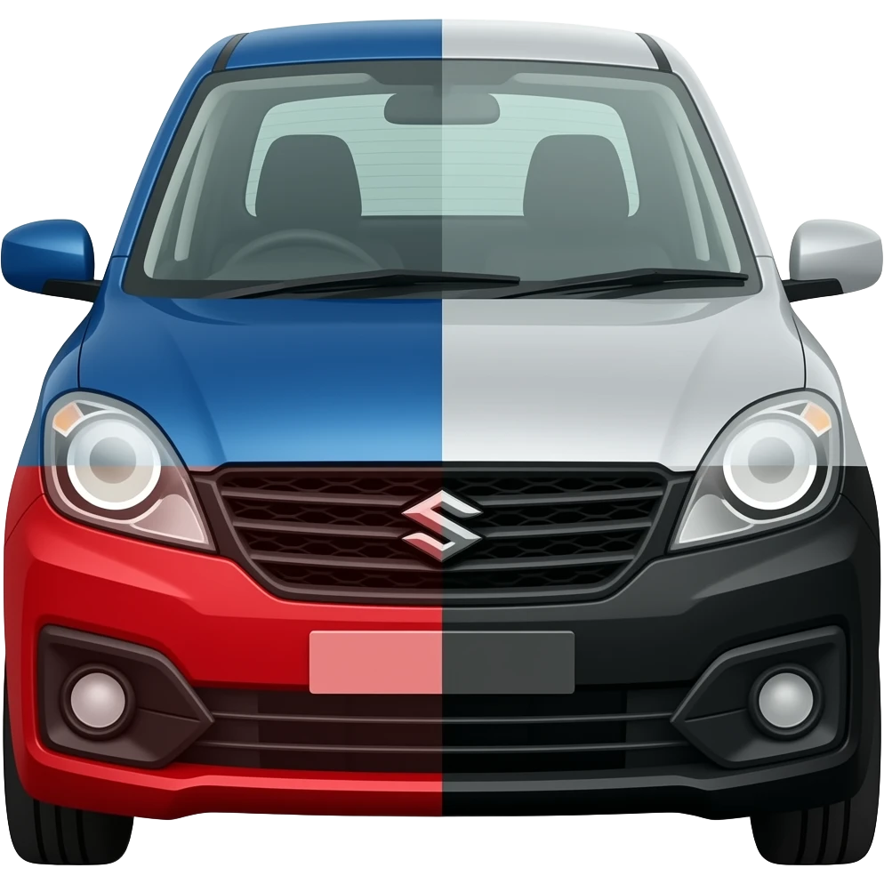 make one maruti suzuki victoris quater with four colors?: quarter of it blue color , quater of it silver color , quater of it red color, quater of it  black color emoji