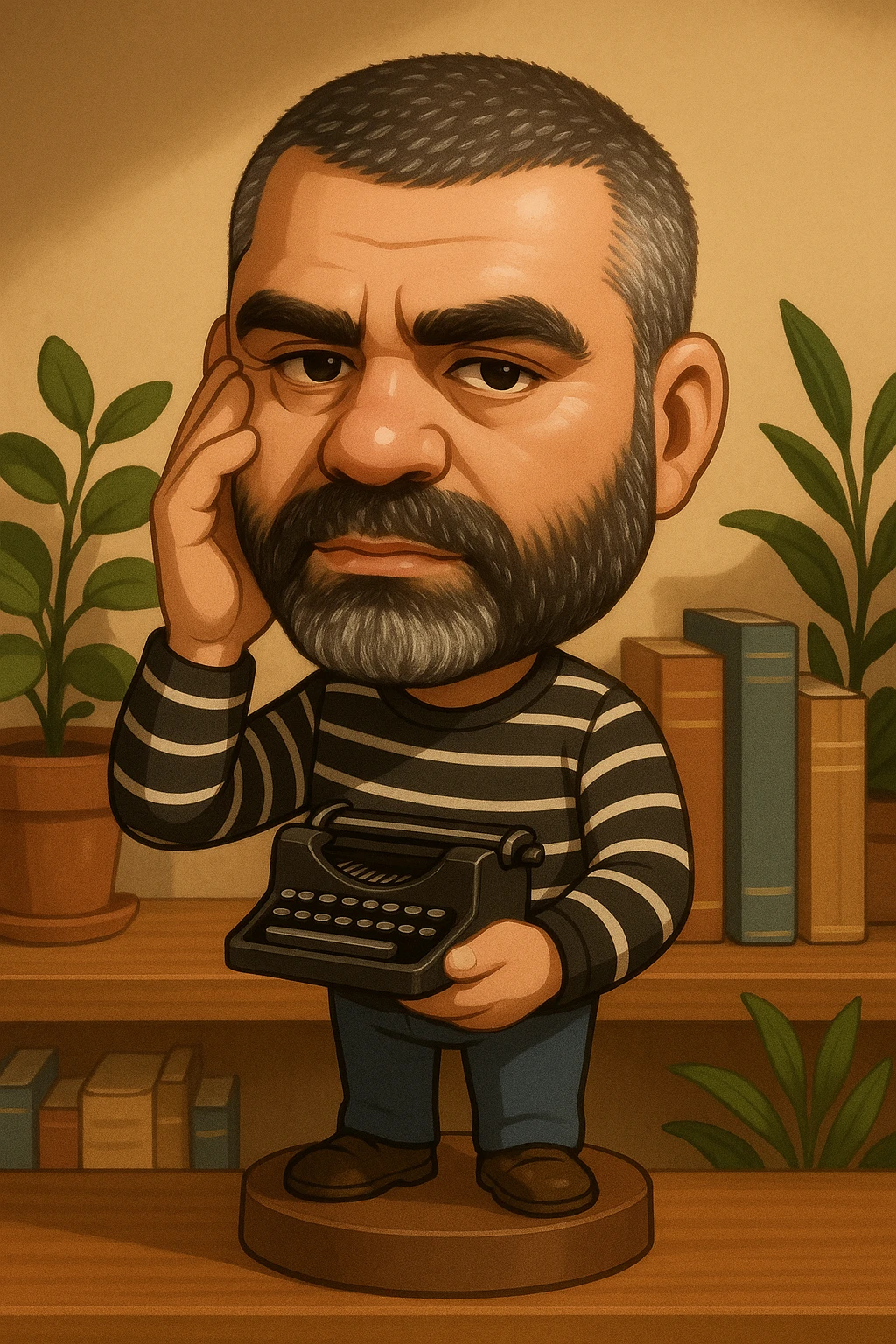 Сергей Довлатов с печатной машинкой Ундервуд в руках emoji