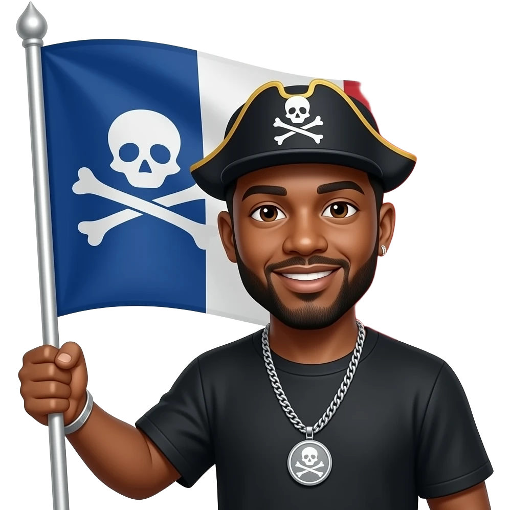french rapper booba holding the pirate flag emoji