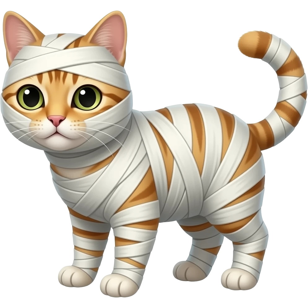 cat mummy completely covered with bandages emoji