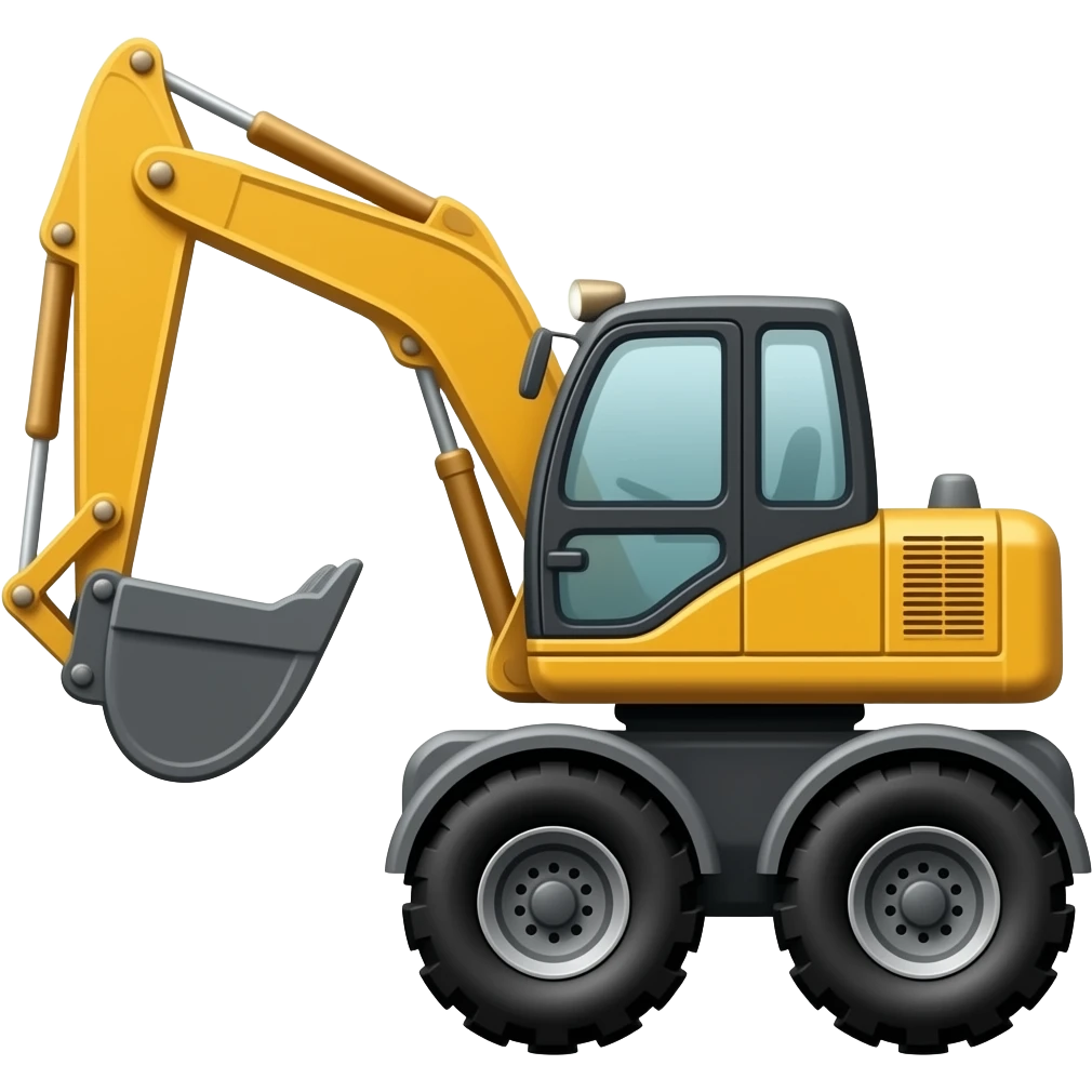 Una retro excavadora con ruedas emoji