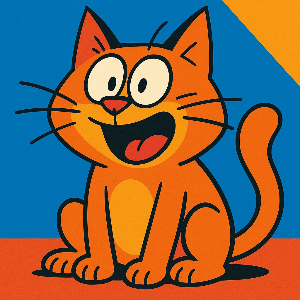 cartoon cat with a comical expression, humorous accent, vibrant toon style emoji