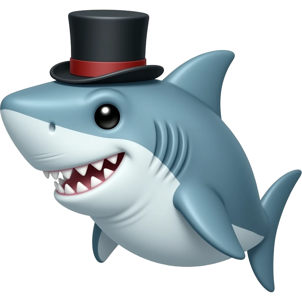 Shark with a top hat emoji