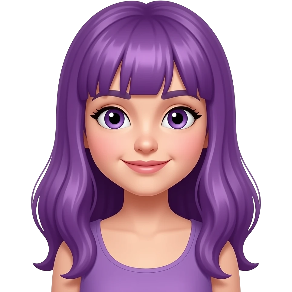 A YOUNG WOMAN WITH LONG PURPLE HAIR IN LOVE emoji