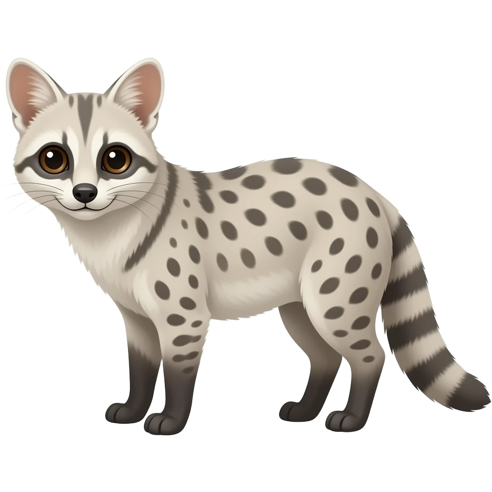 White and light-grey-spotted civet-genet-hybrid-animal emoji