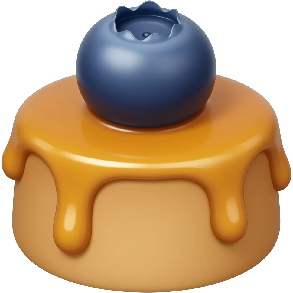 A butterscotch swirl with a blueberry on top emoji