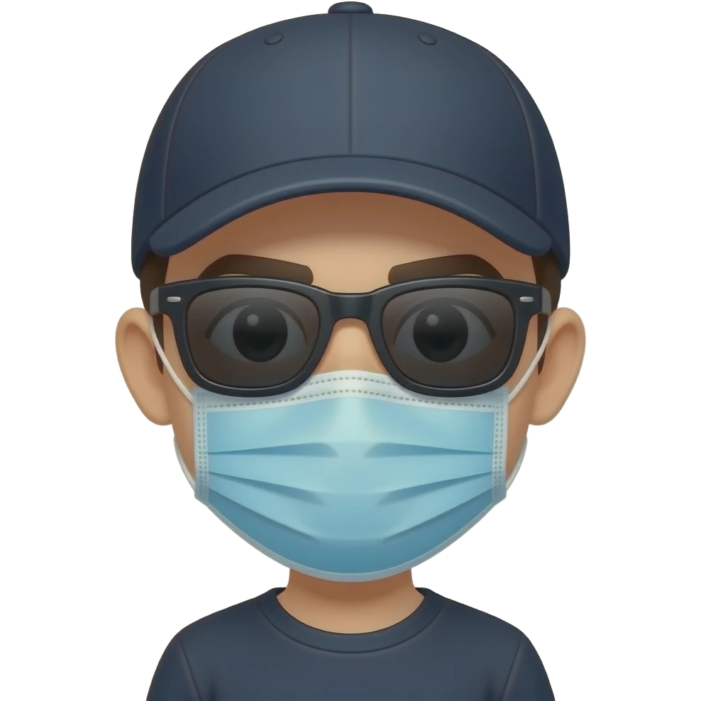 Crear un emoji de un vato con gorra con gafas obscura con pasamontañas emoji