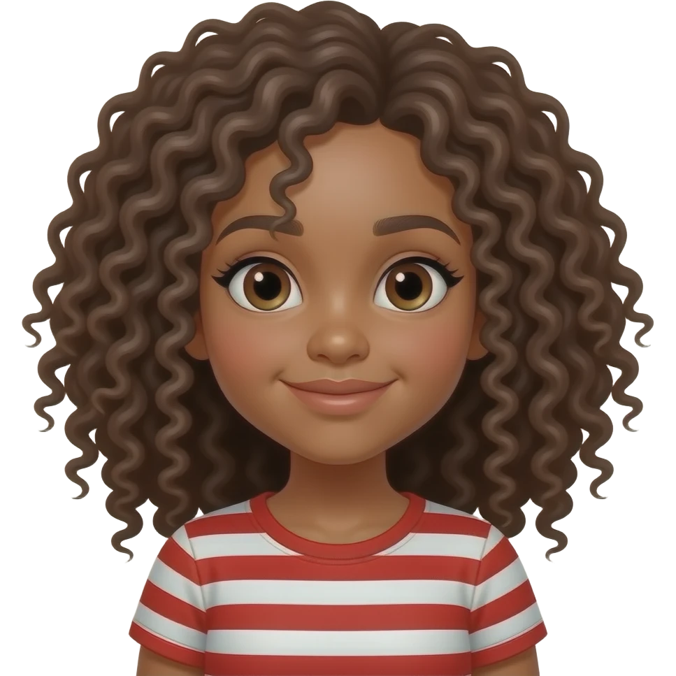 teen gril with red stripes and curly hairs emoji