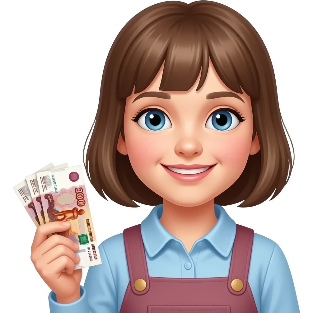 русская молодая девушка с русскими деньгами крутой улыбвается emoji