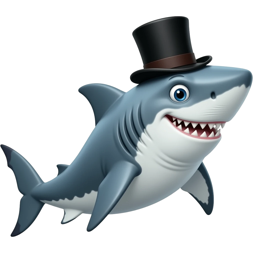 Shark with a top hat emoji