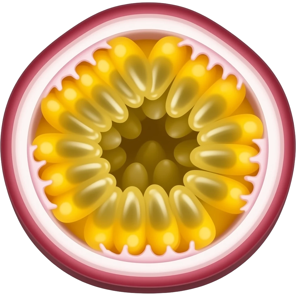 Passion fruit Yellow shell cut in half emoji