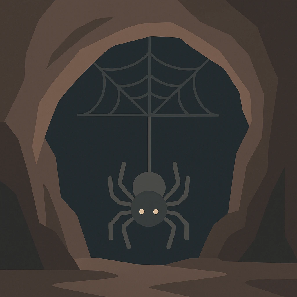 Flat design style spider in the cave emoji