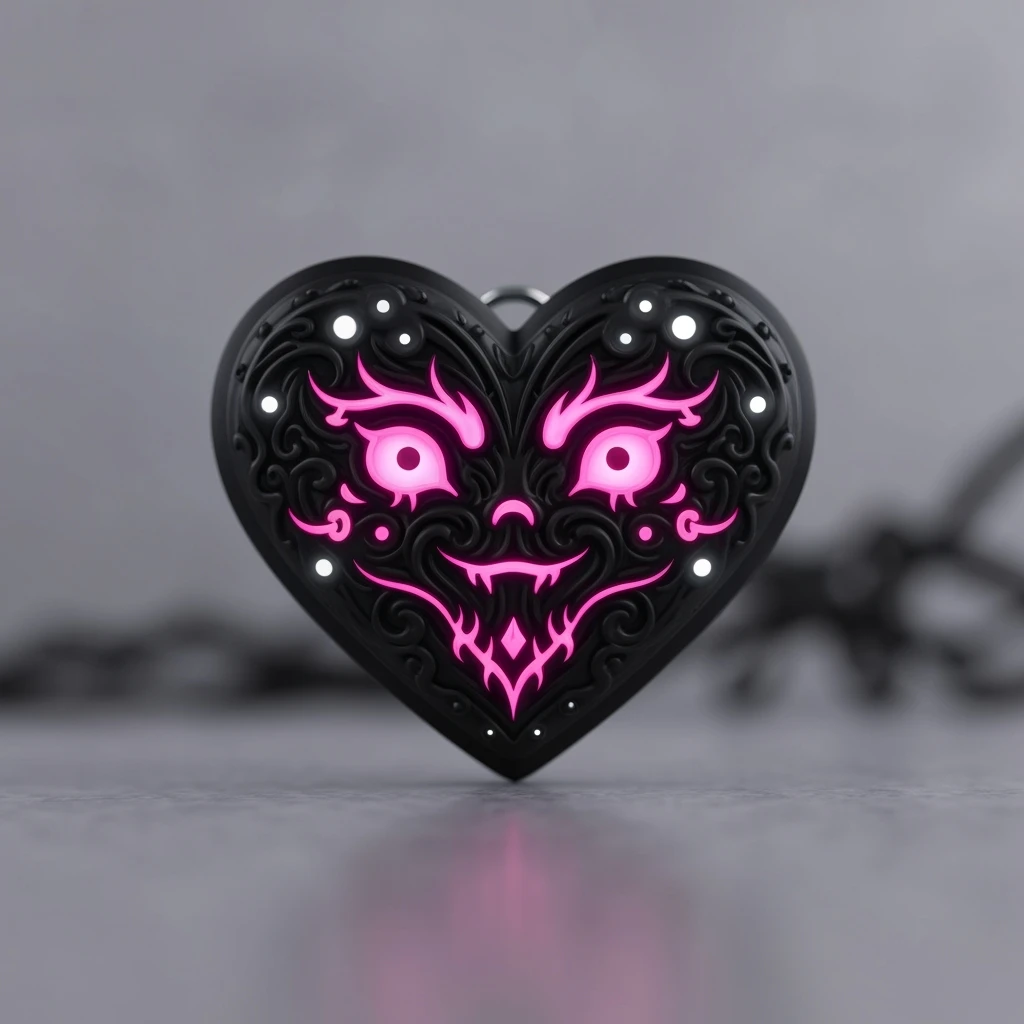 goth heart button, cute, expressive, minimal emoji