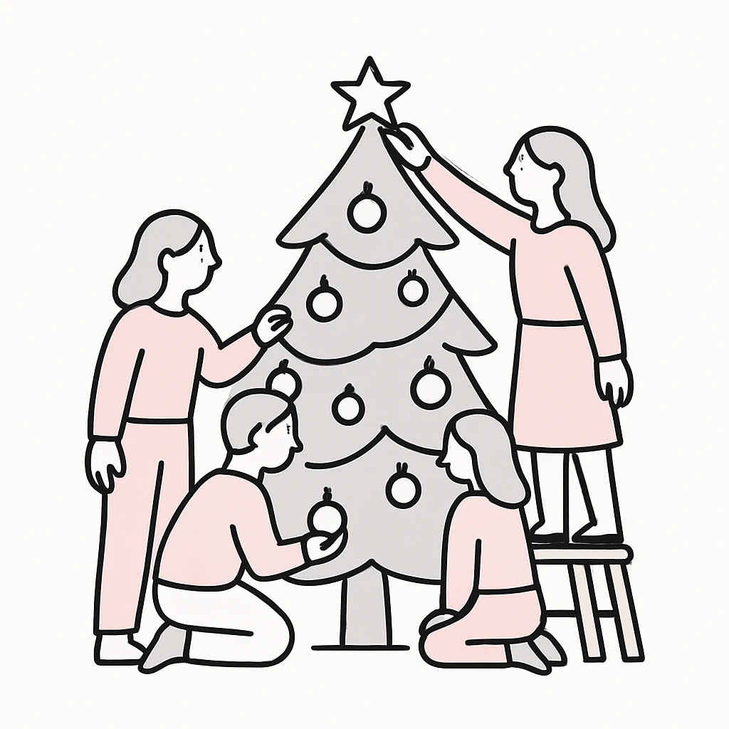 people decorating a Christmas tree emoji