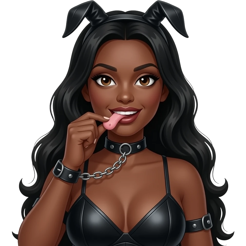 Black ebony dominatrix teasing a cock in chastity emoji