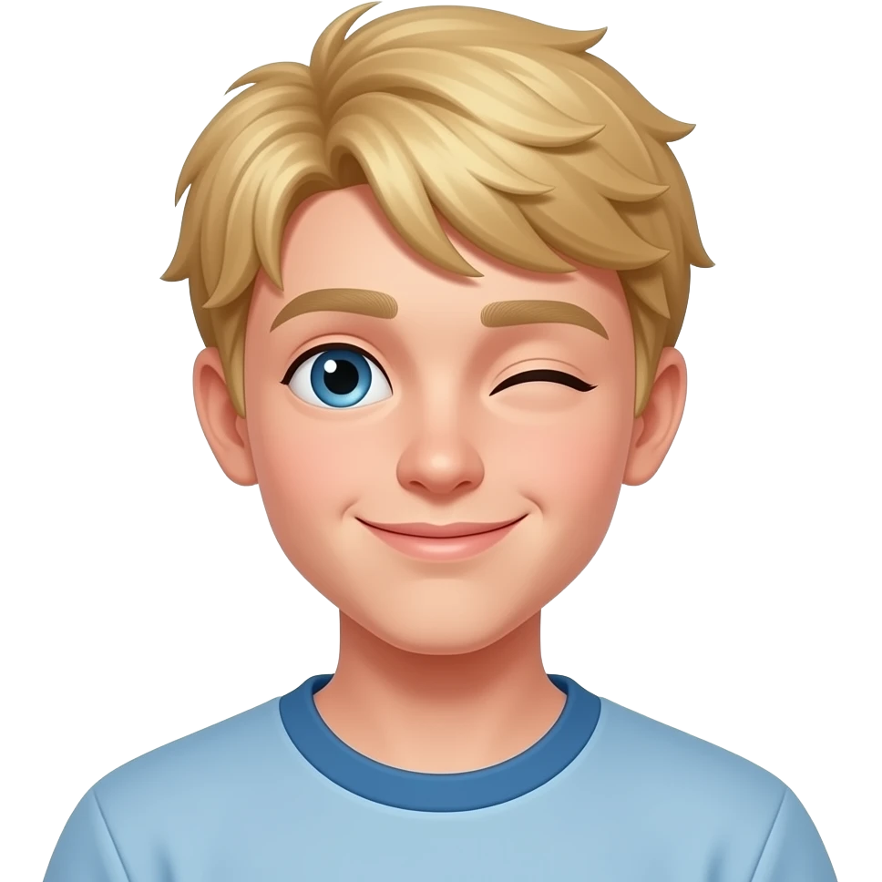 winking teenager, white, blond hair emoji