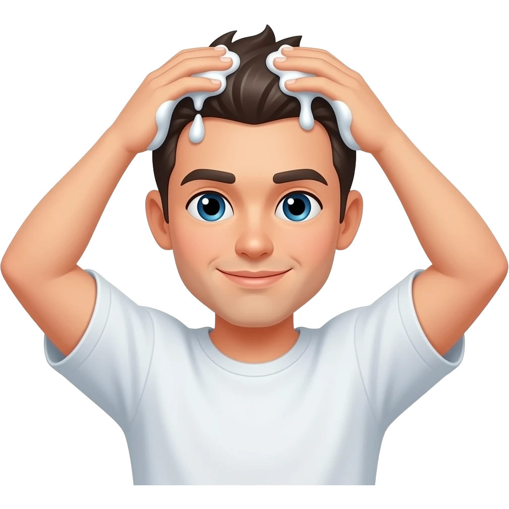hombre bañandose con las manos en la cabeza emoji