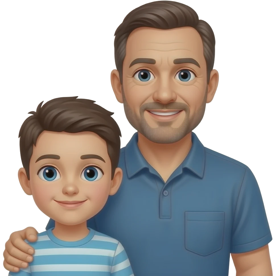 Papà calvo con figlio emoji
