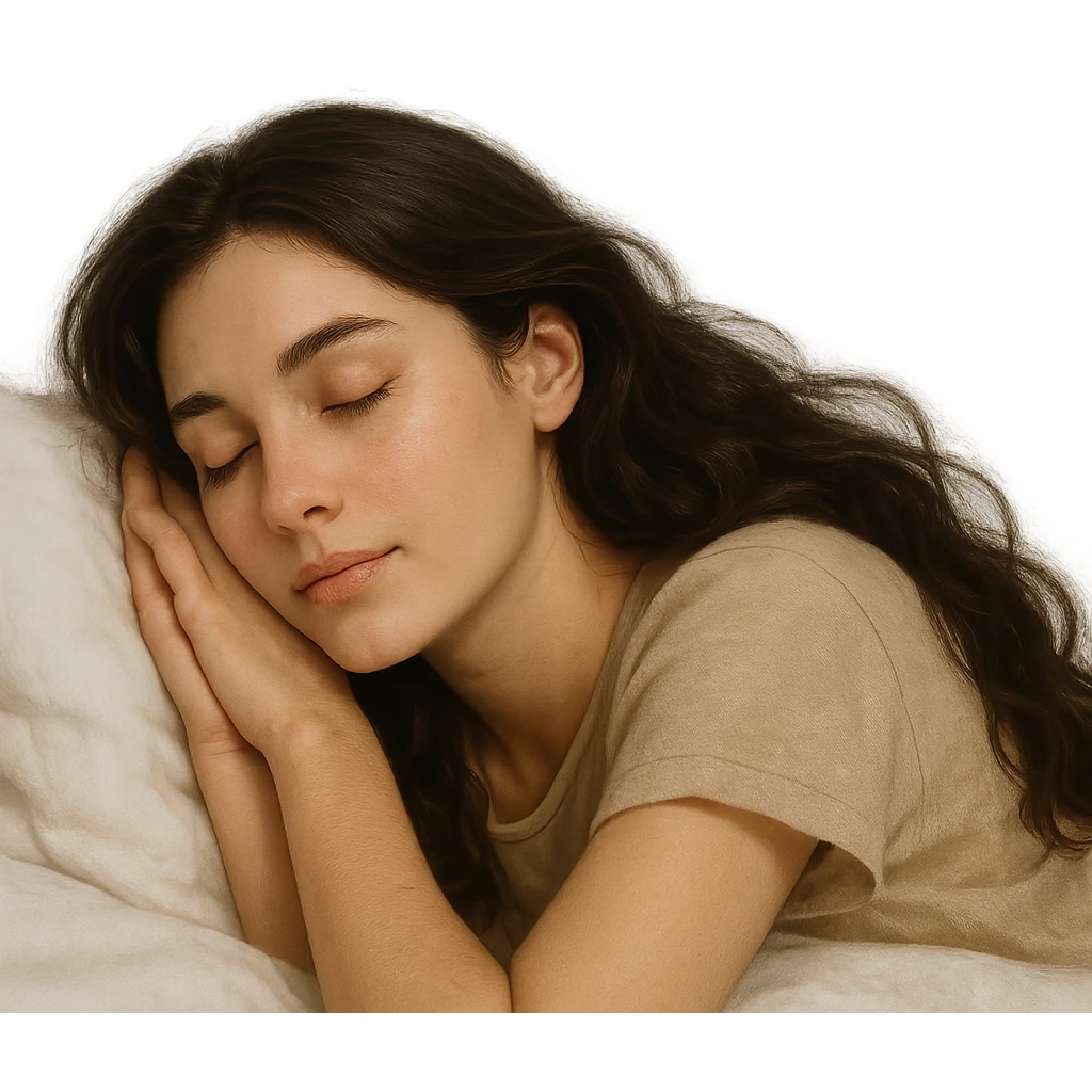 brunette girl sleeping, variation 4, peaceful and serene emoji