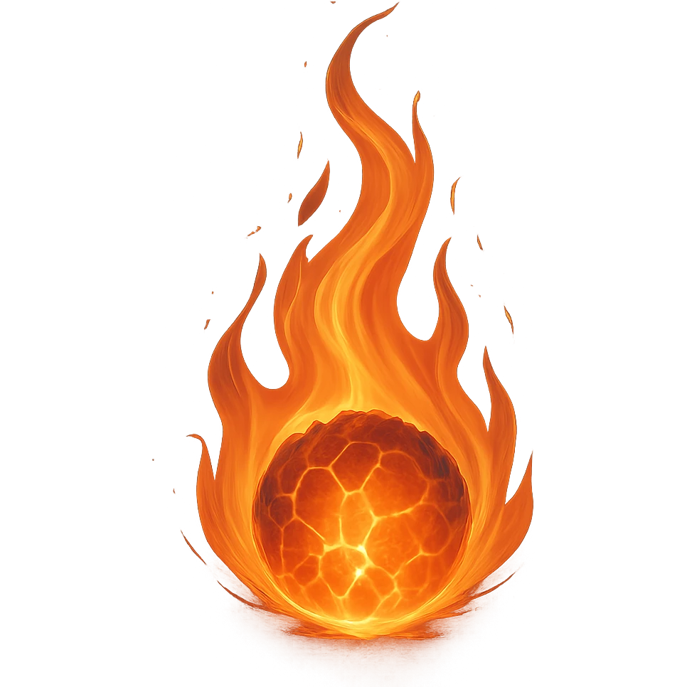 flame with a glowing ember core, digital illustration, no background emoji