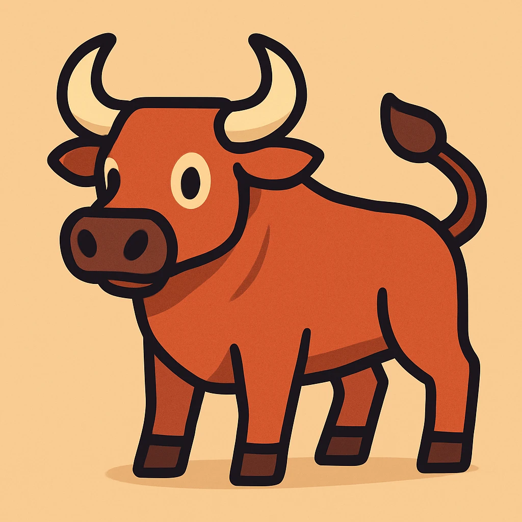Flat toon style bull emoji