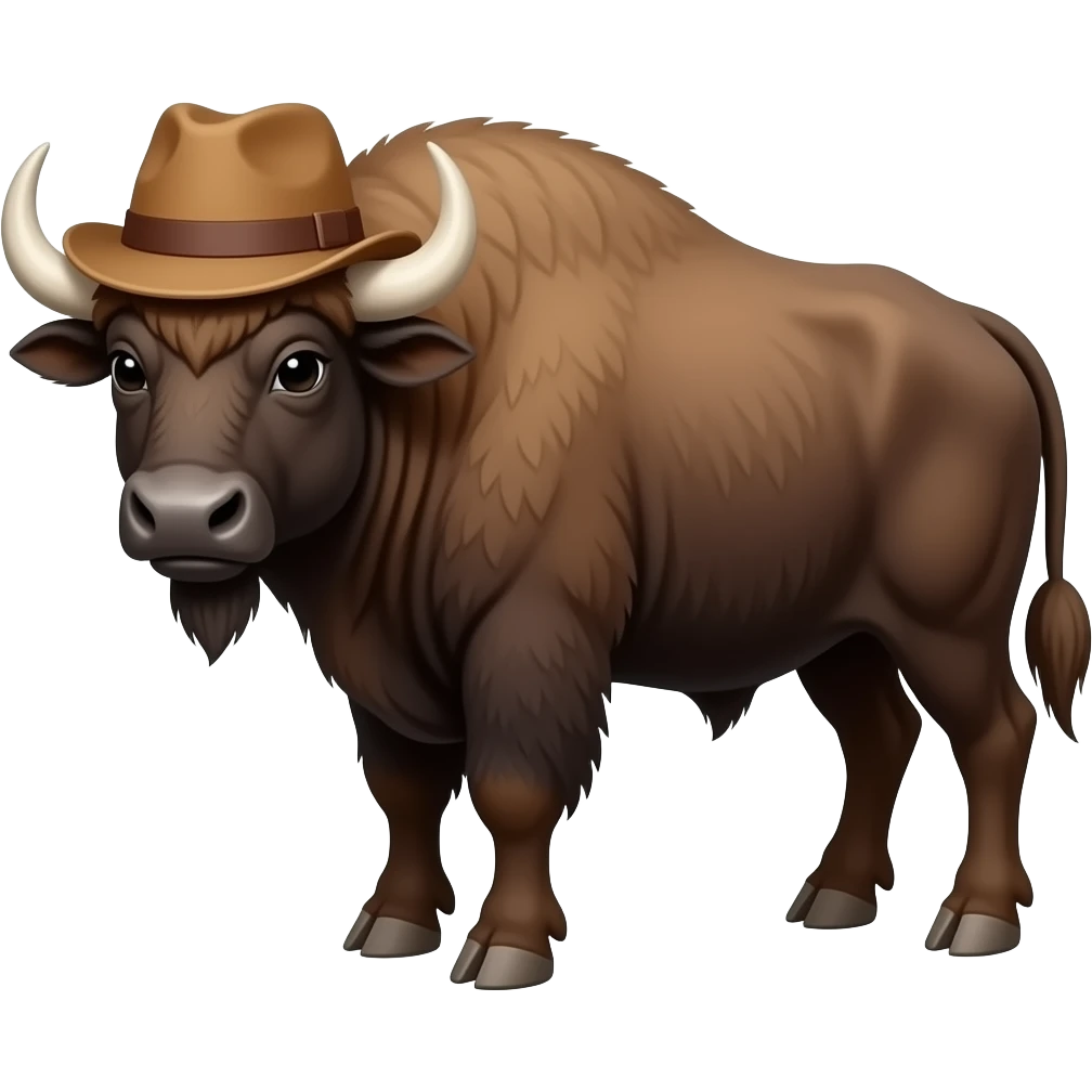 Buffaloes have horns and wear hats. emoji