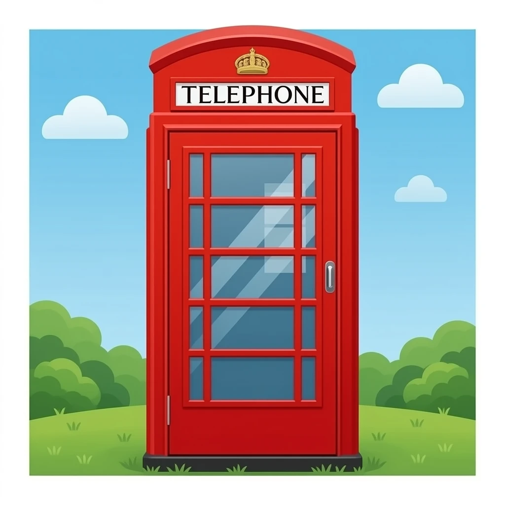 Iconic London telephone box in bright red with subtle blue and white details emoji