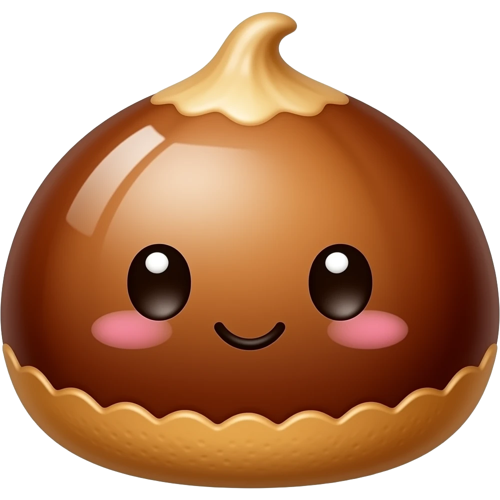 cute dessert emoji, glossy, like eating chestnuts outline, emoji