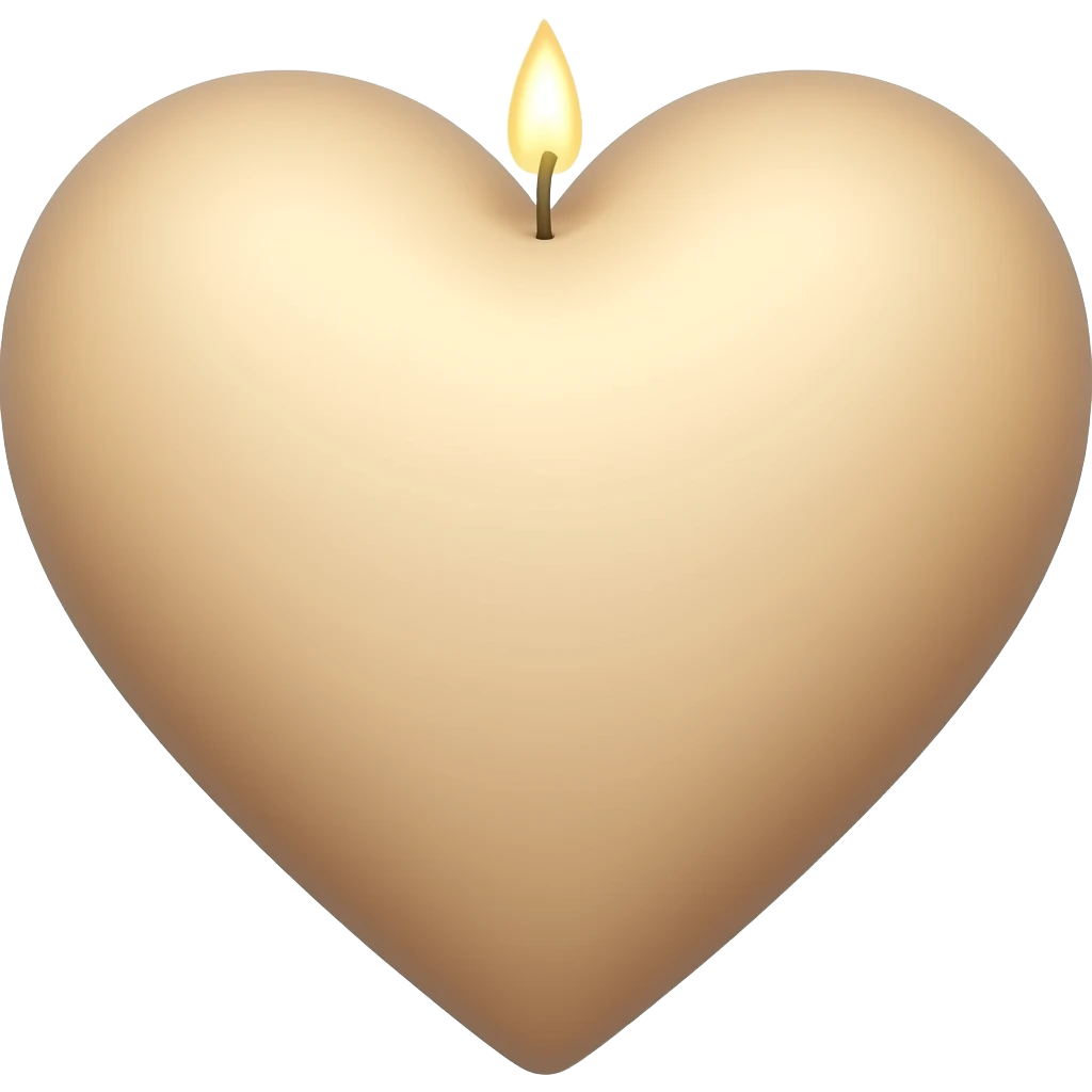 beige candle on heart emoji
