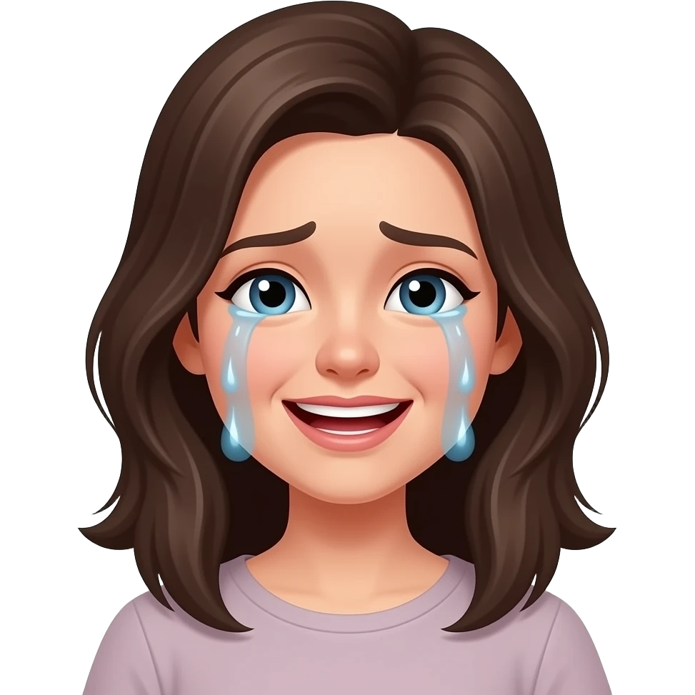Sobbing but also happy lady emoji