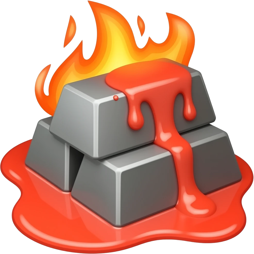 Simple red hot melting metal bars emoji