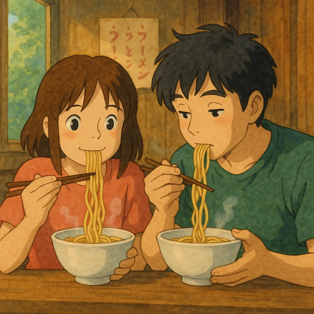 couple eating noodles emoji