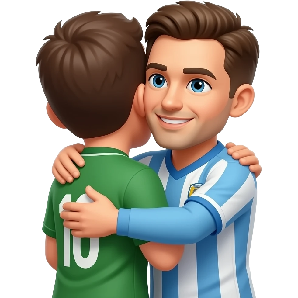 Jogador de futebol zagueiro dando carinho no adversário emoji