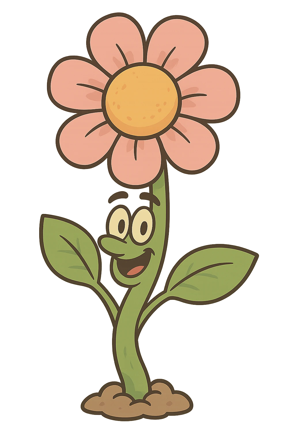 cartoon style illustration of a fully bloomed plant with a flower, simple and clear emoji