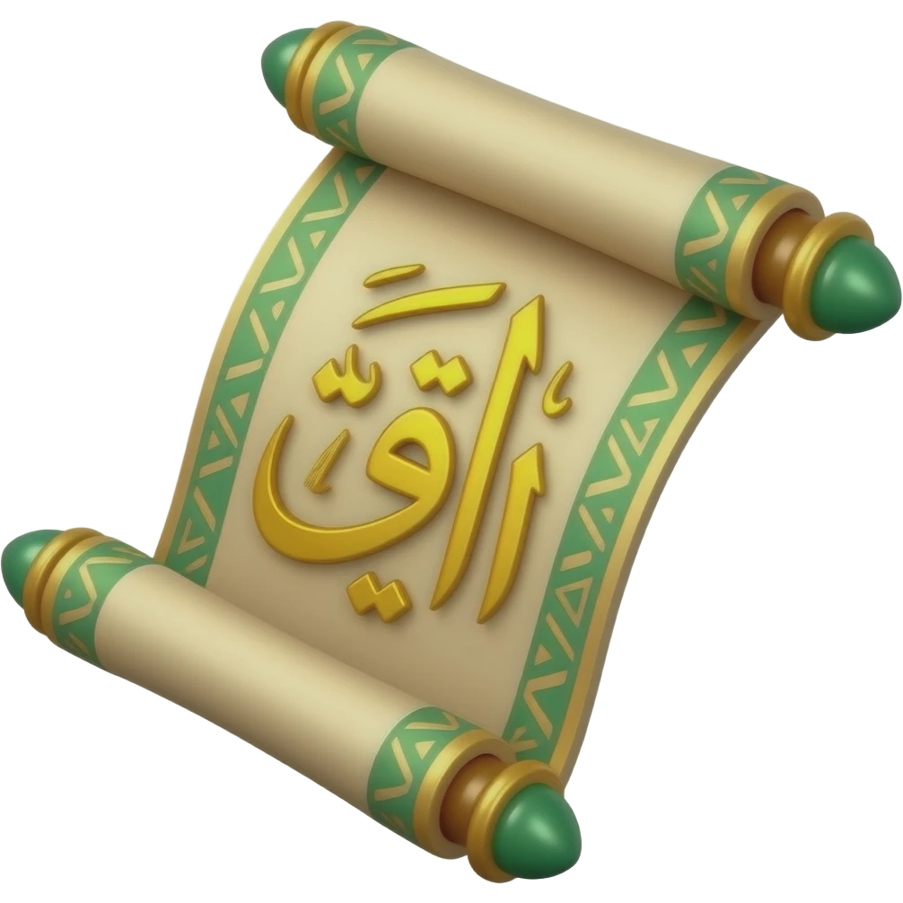 3D isometric ancient scroll icon, golden Diwani calligraphy.
Minimalist professional style, emerald green & gold accents.
Soft studio lighting, 8k Octane render, ray-tracing detail.
Isolated on white background, premium literary aesthetic --v 6.0 emoji